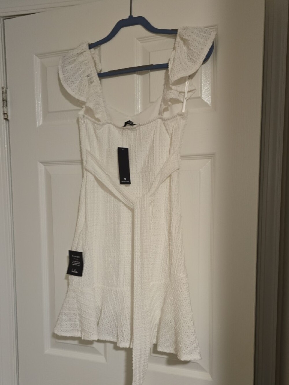 Lulu's White Ruffle Strap Mini Dress - Picture 2 of 3